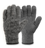 Двойные шерстяные перчатки (70% шерсть + 30% акрил) с внутренним начесом, 7.5 класс, серые